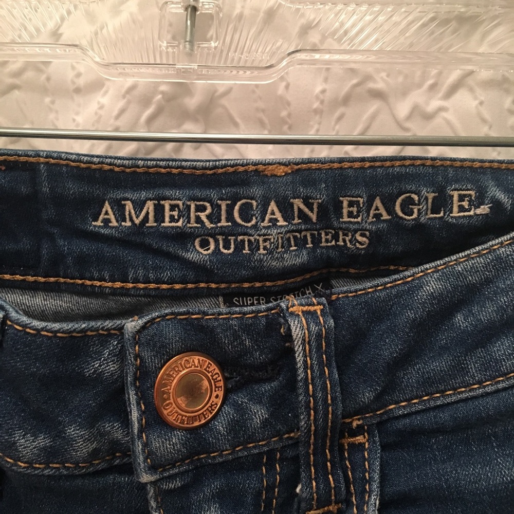 American Eagle outfitters; light blue jeans.